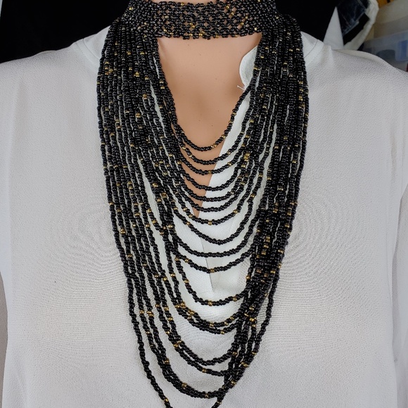 Handmade Jewelry - Kenyan Handmade Glass Maasaii Beads Necklace